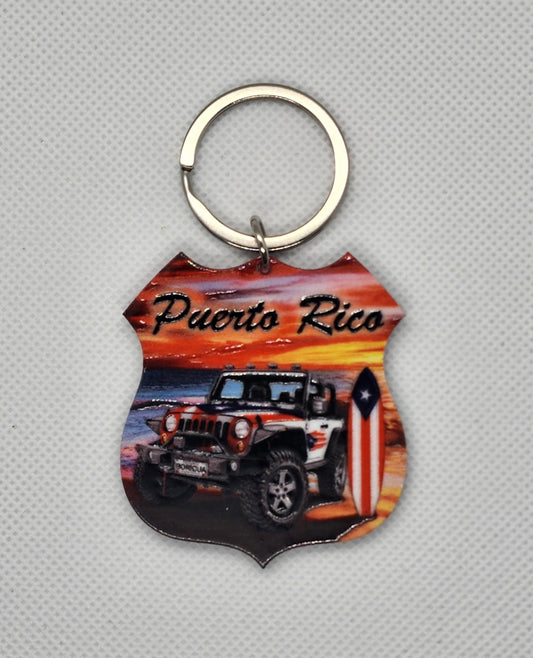 Keychain "Jeep and Surfboard"